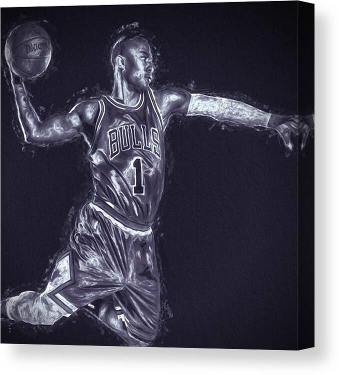 Dunk Canvas Print featuring the photograph #chicagobulls #chicago #bulls #rose by David Haskett II