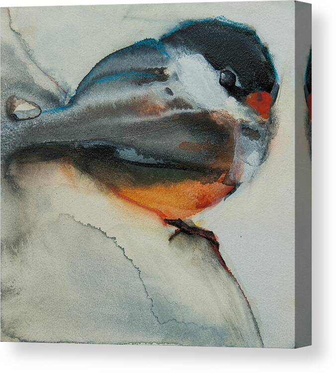 Birds Canvas Print featuring the painting Chickadee 1 by Jani Freimann
