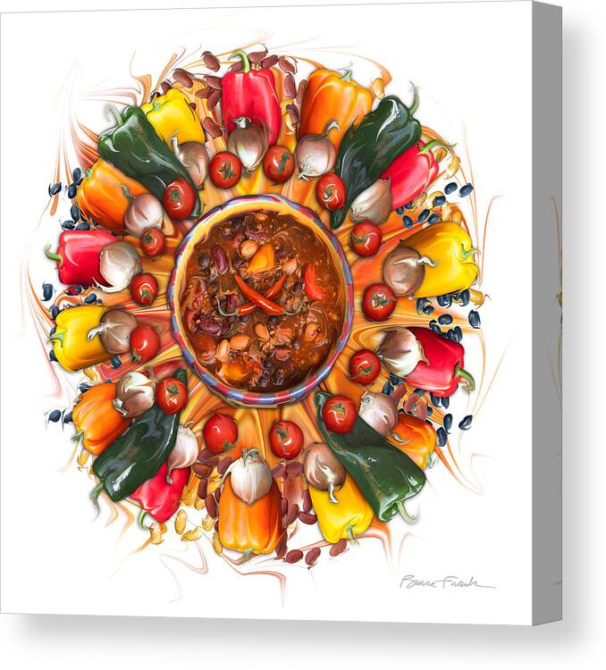 Culinary Mandala Canvas Print featuring the photograph Chili by Bruce Frank