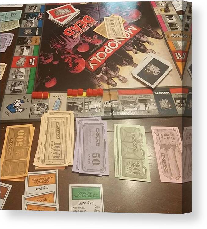 Walking Dead Canvas Print featuring the photograph Christmas Night Monopoly by Shana Hirn