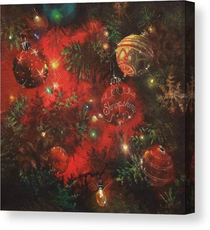 Christmas Canvas Print featuring the painting Christmas Sparkle by Tom Shropshire