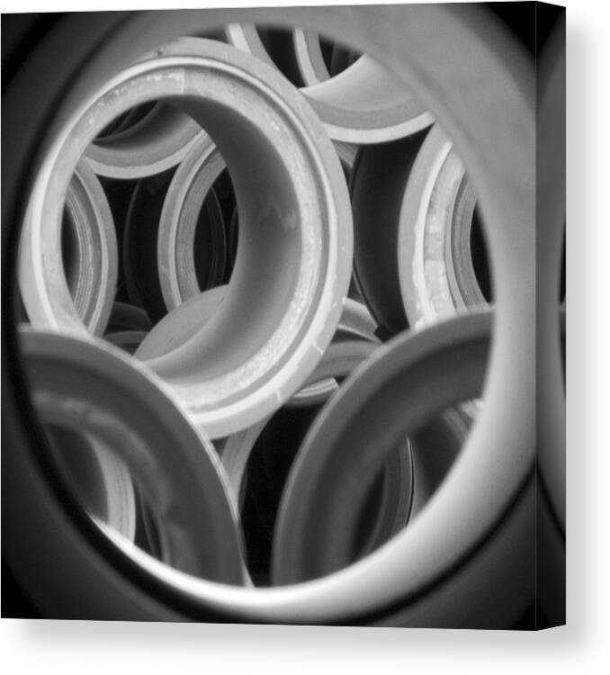 Black And White Canvas Print featuring the photograph Circles 16 by Ann Tracy