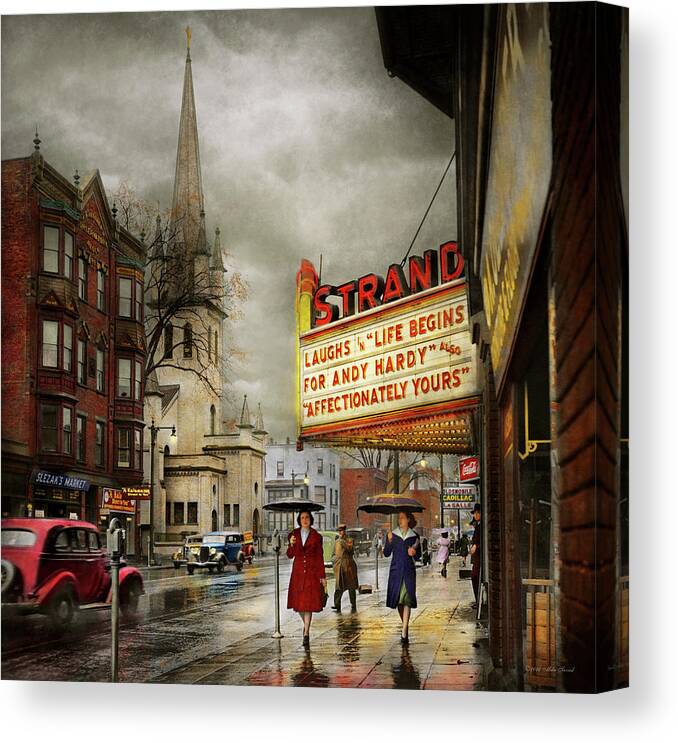 Amsterdam Ny Canvas Print featuring the photograph City - Amsterdam NY - Life begins 1941 by Mike Savad