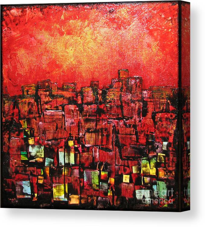 Abstract Canvas Print featuring the painting City Lights by Shadia Derbyshire