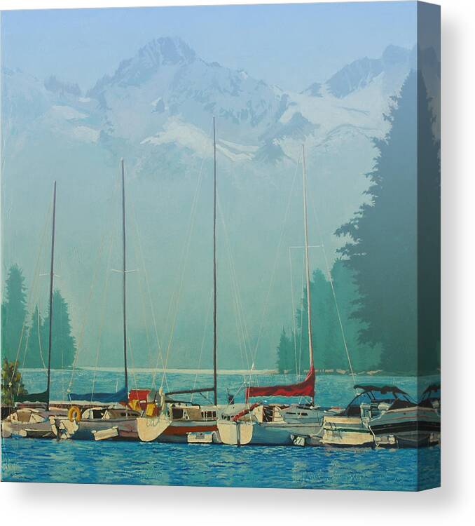 Alaska Canvas Print featuring the painting Clearing Mist by Robert Bissett