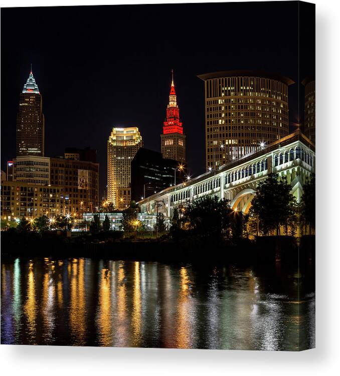 Cleveland Celebrates The Wine And Gold Canvas Print featuring the photograph Cleveland Celebrates the Wine and Gold by Dale Kincaid