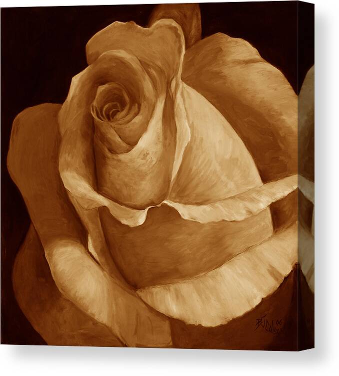 Rose Canvas Print featuring the painting Close to Perfection Sepia by Billie Colson