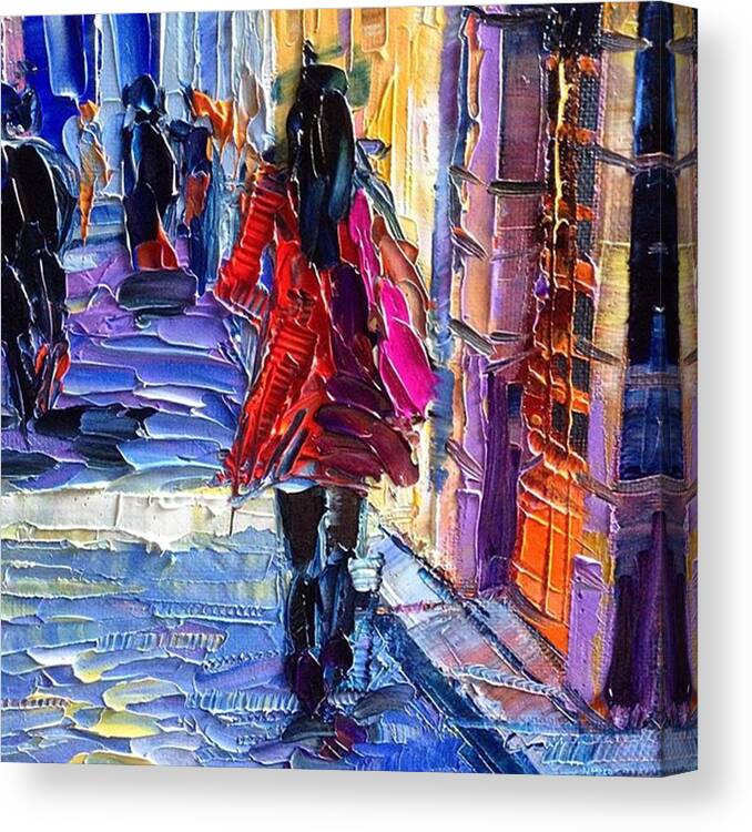 Monaedulesco Canvas Print featuring the photograph Close Up On New #paletteknife Oil by Mona Edulesco