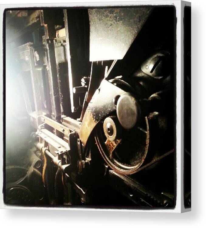 Art Canvas Print featuring the photograph Closeup Of The Linotype. #pres #art by Alex Haglund