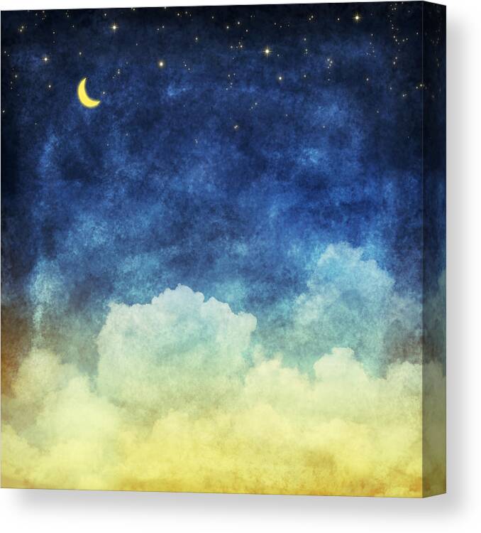 Art Canvas Print featuring the painting Cloud And Sky At Night by Setsiri Silapasuwanchai
