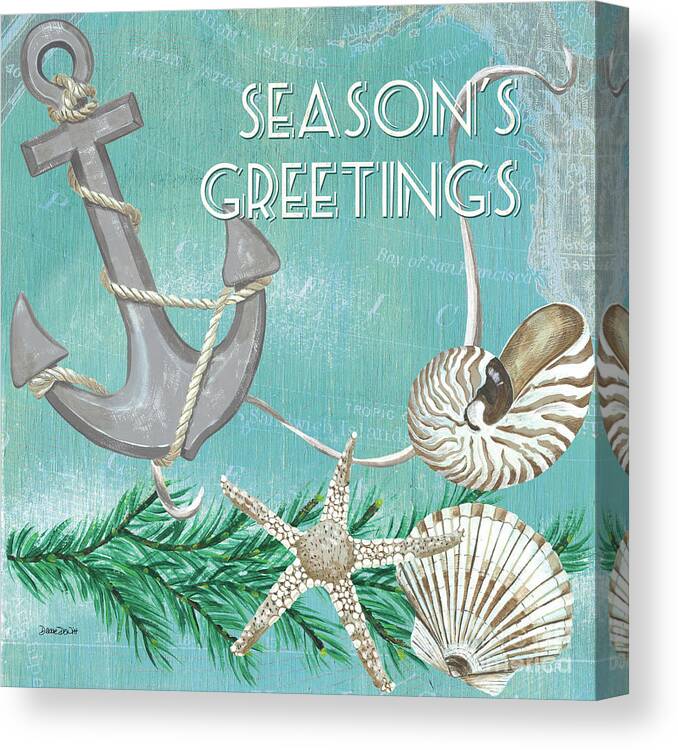 Anchor Canvas Print featuring the painting Coastal Christmas 4 by Debbie DeWitt