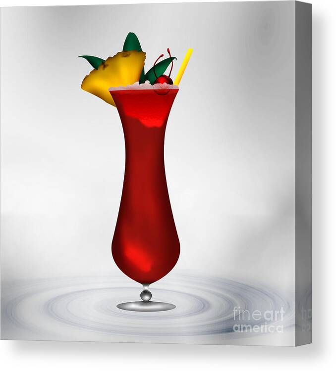 Cocktail Canvas Print featuring the digital art Cocktail Red Surprise by Gina Koch