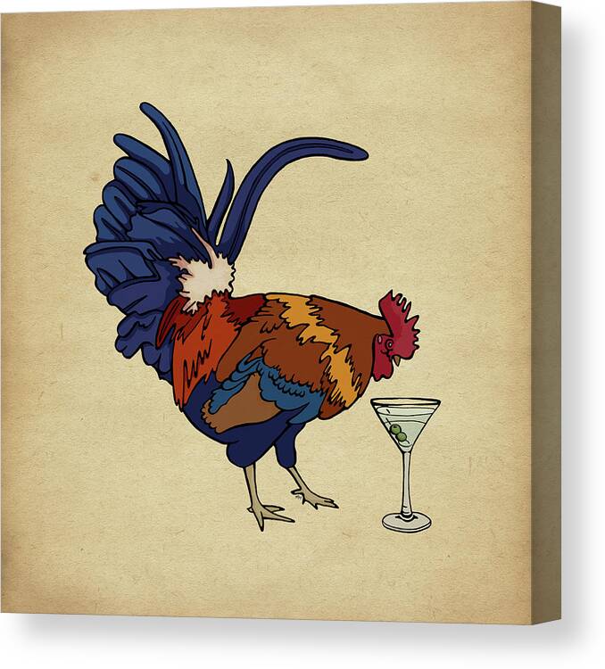 Rooster Canvas Print featuring the mixed media Cocktails by Meg Shearer