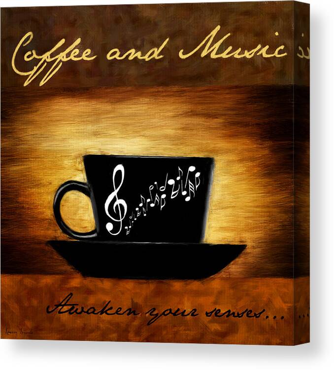 Coffee Canvas Print featuring the digital art Coffee And Music by Lourry Legarde