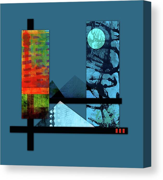 Blue Abstract Art Canvas Print featuring the mixed media Collage Landscape 1 by Patricia Lintner