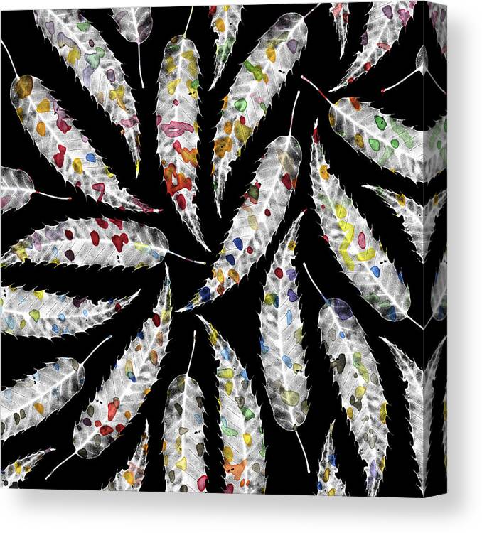 Leaves Canvas Print featuring the photograph Colorful Black and White Leaves by Susanne Kasielke