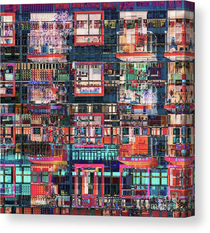 Collage Canvas Print featuring the photograph Colorful Buildings Collage by Phil Perkins