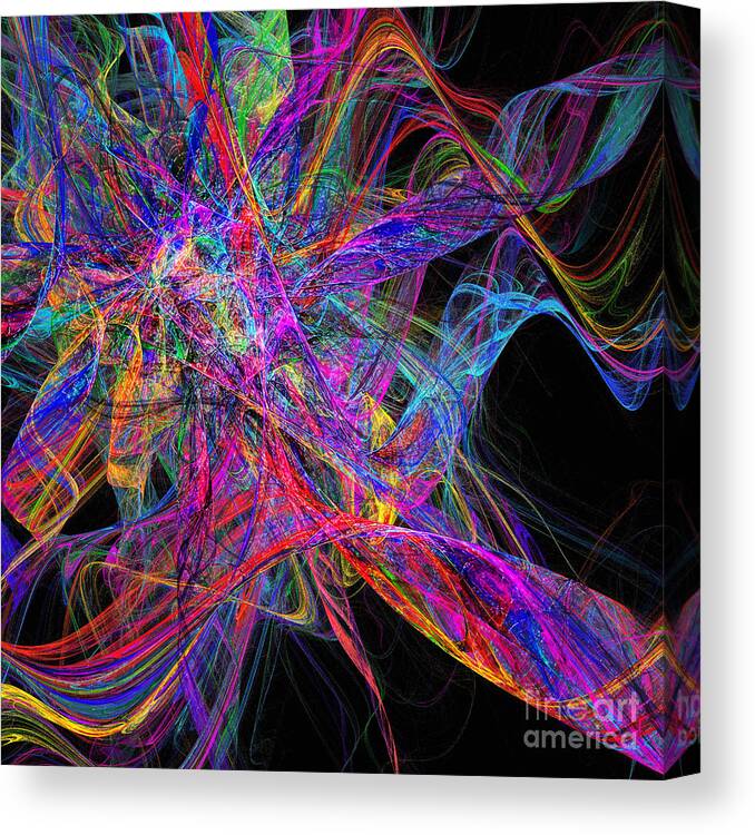 Andee Design Abstract Canvas Print featuring the digital art Rainbow Colorful Chaos Abstract by Andee Design