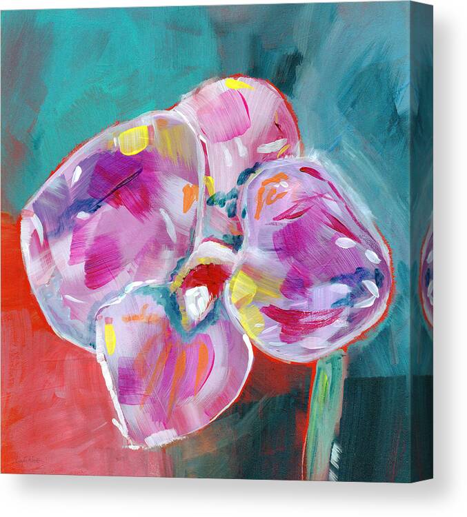 Abstract Canvas Print featuring the painting Colorful Orchid- Art by Linda Woods by Linda Woods