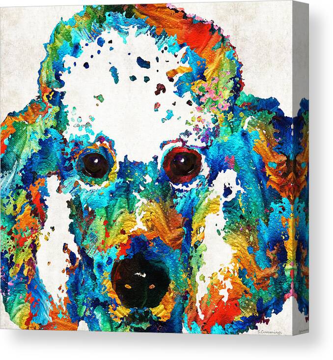 Poodle Canvas Print featuring the painting Colorful Poodle Dog Art by Sharon Cummings by Sharon Cummings