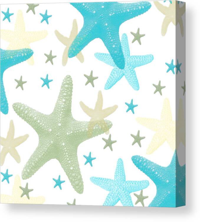 Digital Painting Canvas Print featuring the painting Colorful Starfish by Bonnie Bruno