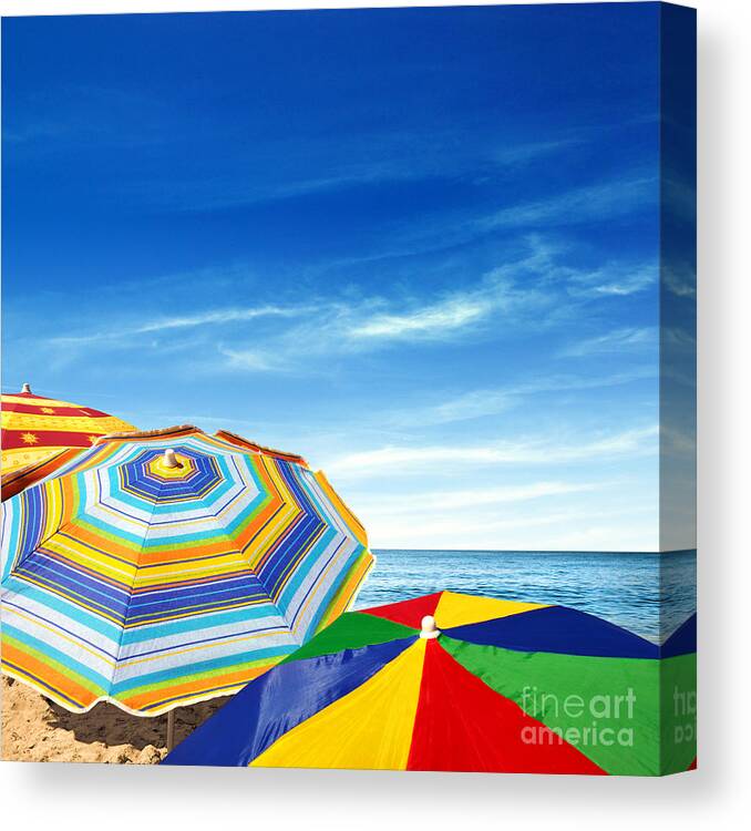 Abstract Canvas Print featuring the photograph Colorful Sunshades by Carlos Caetano