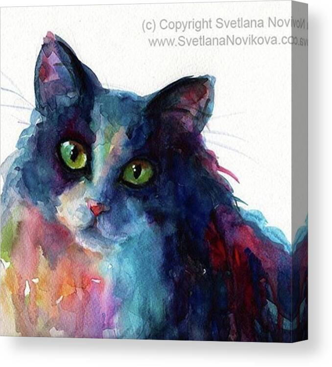 Instacats Canvas Print featuring the photograph Colorful Watercolor Cat By Svetlana by Svetlana Novikova