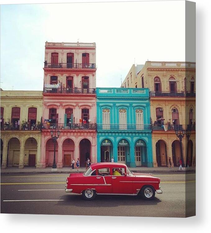 Building Canvas Print featuring the photograph Colourful Houses In Havana
#cuba by Myrthe V