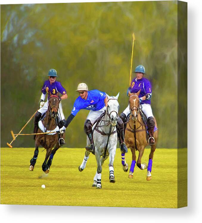Polo Canvas Print featuring the photograph Competition for the Ball - Polo by Mitch Spence