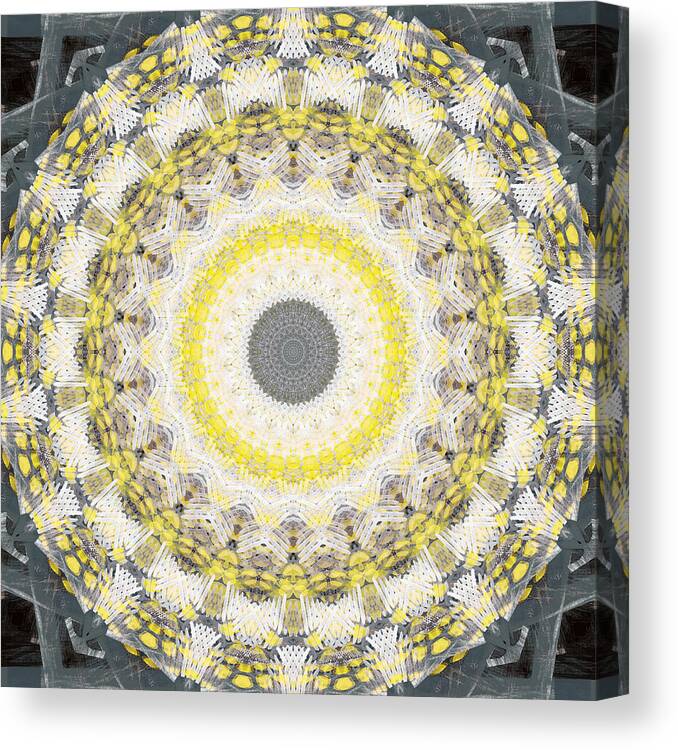Concrete Canvas Print featuring the painting Concrete and Yellow Mandala- Abstract Art by Linda Woods by Linda Woods