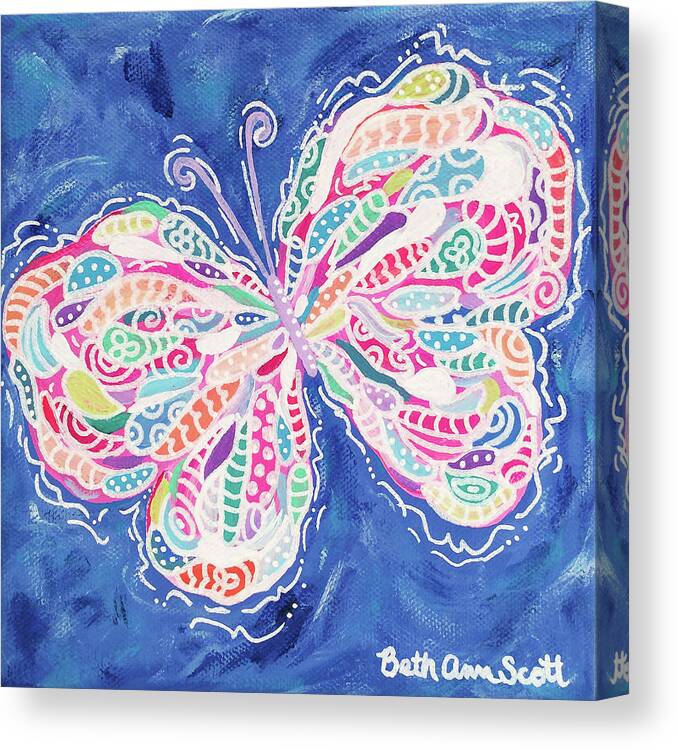 Butterfly Canvas Print featuring the painting Confetti by Beth Ann Scott