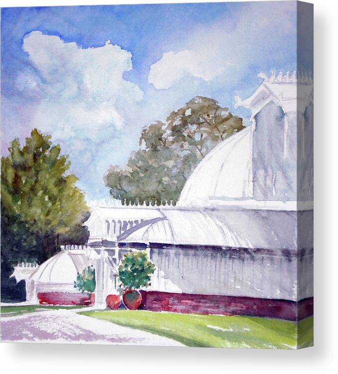 Golden Gate Park Canvas Print featuring the mixed media Conservatory of Flowers by Karen Coggeshall