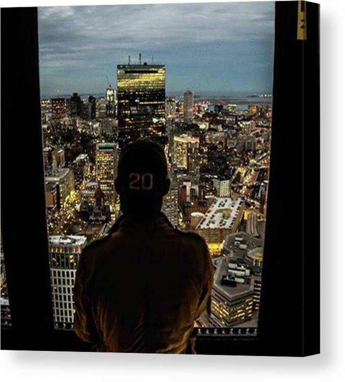Streetphoto Canvas Print featuring the photograph Contemplating Over The City On Top Of by Zsolt Repasy