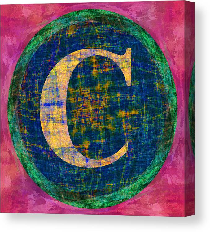 Copyright Character Texture � Alphabet Symbol Abstract Graphic Design Circle Cee C Copy Right (c) Rights Reserved All Blue Yellow Green Red Magenta Orange Canvas Print featuring the digital art Copyright Character by Gregory Scott