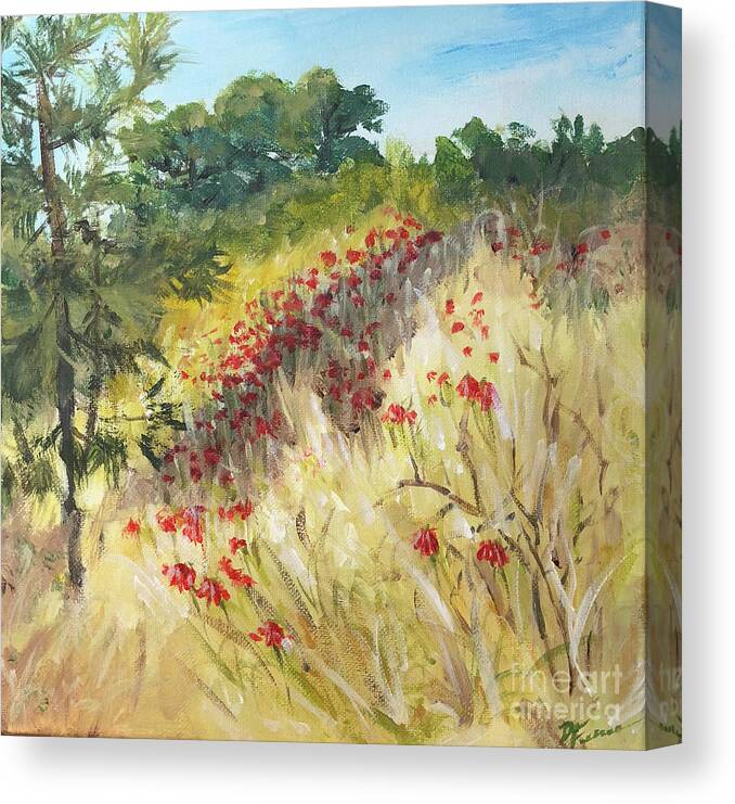 Nature Landscape Canvas Print featuring the painting Coralbeans by Deborah Ferree