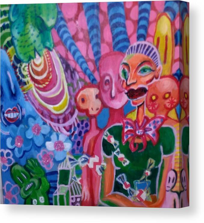 Canvas Print featuring the painting Cotton Candy Fallout by Gabriela Magras