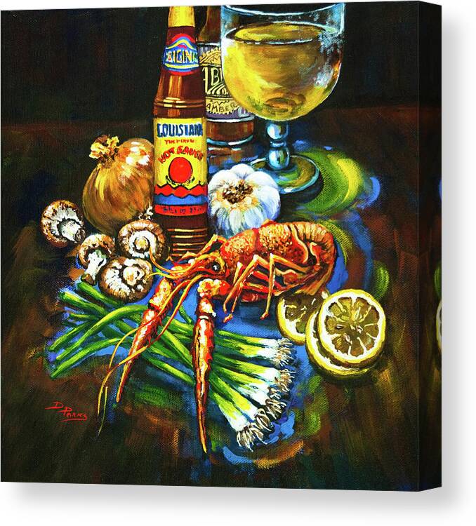  Louisiana Food Canvas Print featuring the painting Crawfish Fixin's by Dianne Parks