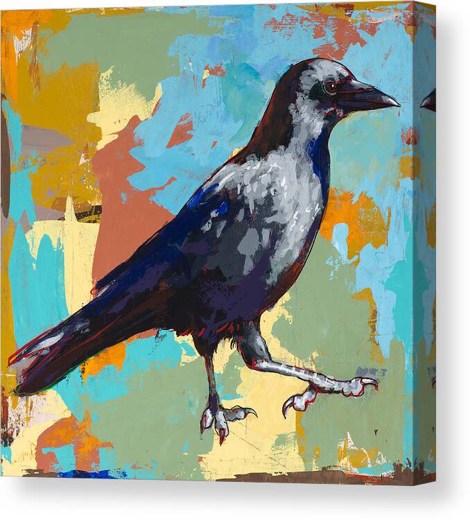 Crow Canvas Print featuring the painting Crow #2 by David Palmer