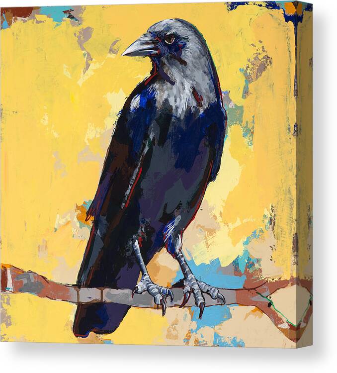 Crow Canvas Print featuring the painting Crow #4 by David Palmer