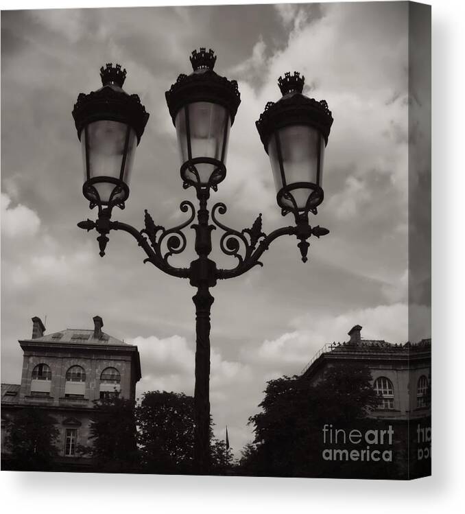 Candelabra Canvas Print featuring the photograph Crowned Luminaires in Paris by Carol Groenen