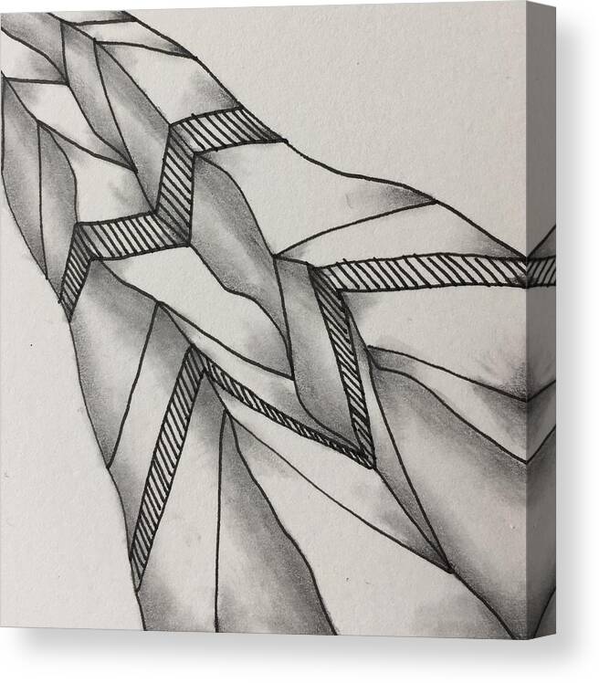 Zentangle Canvas Print featuring the drawing Crumpled by Jan Steinle