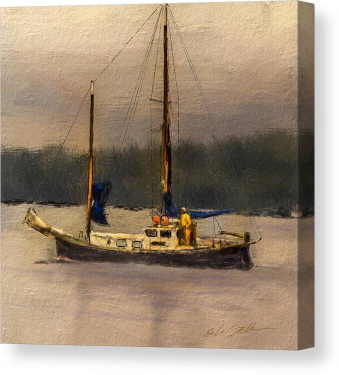 Boat Canvas Print featuring the digital art Crusing the Sound by Dale Stillman