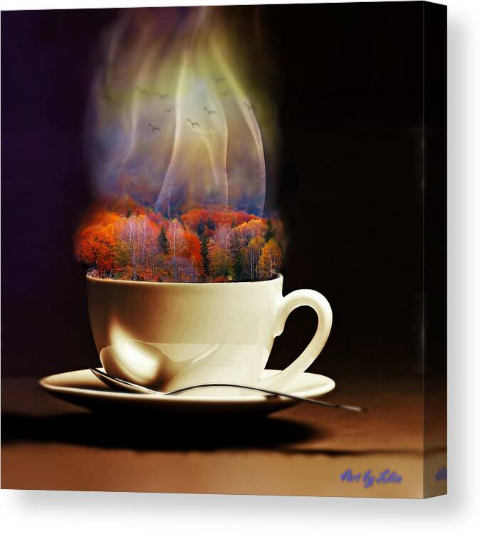Nature Canvas Print featuring the digital art Cup of Autumn by Lilia D