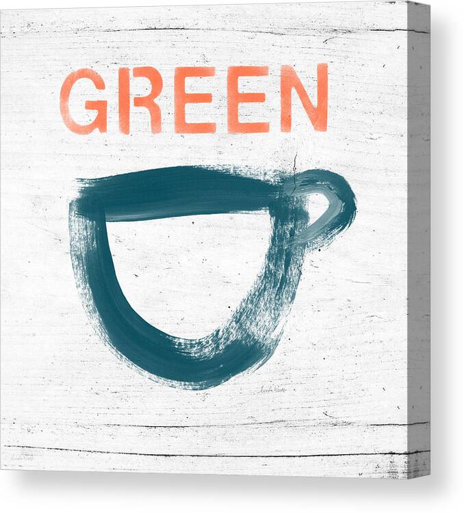 Tea Canvas Print featuring the painting Cup of Green Tea- Art by Linda Woods by Linda Woods