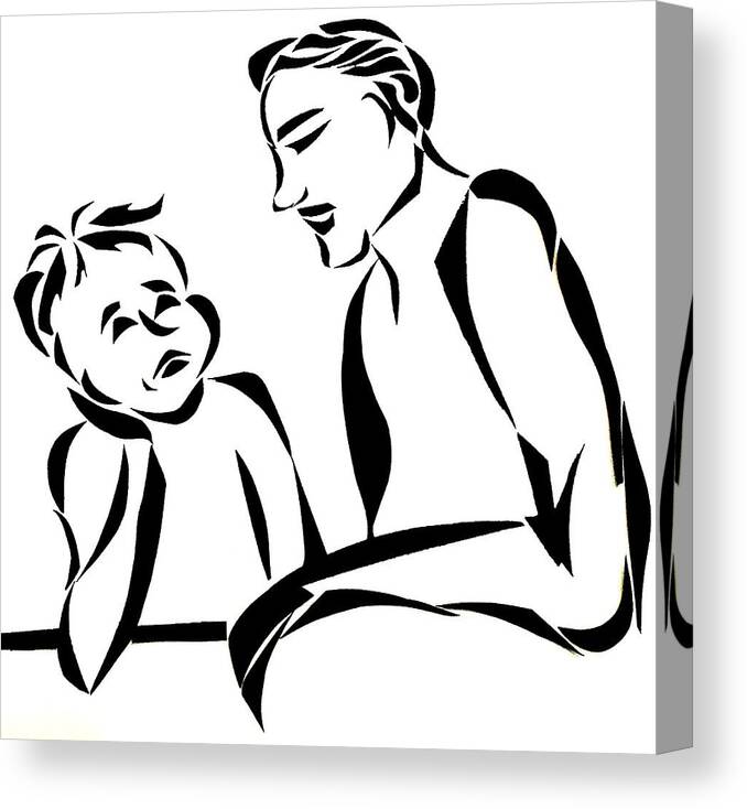 Family Canvas Print featuring the mixed media Dad and Son by Delin Colon