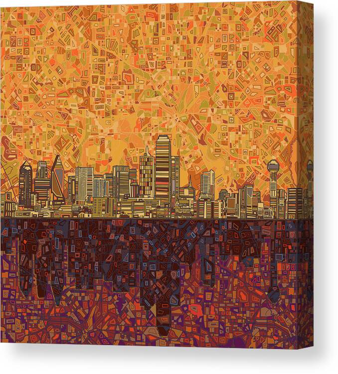 Dallas Canvas Print featuring the painting Dallas Skyline Abstract by Bekim M