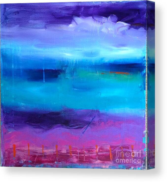 Landscape Canvas Print featuring the painting Dancing with the colours by Corina Stupu Thomas
