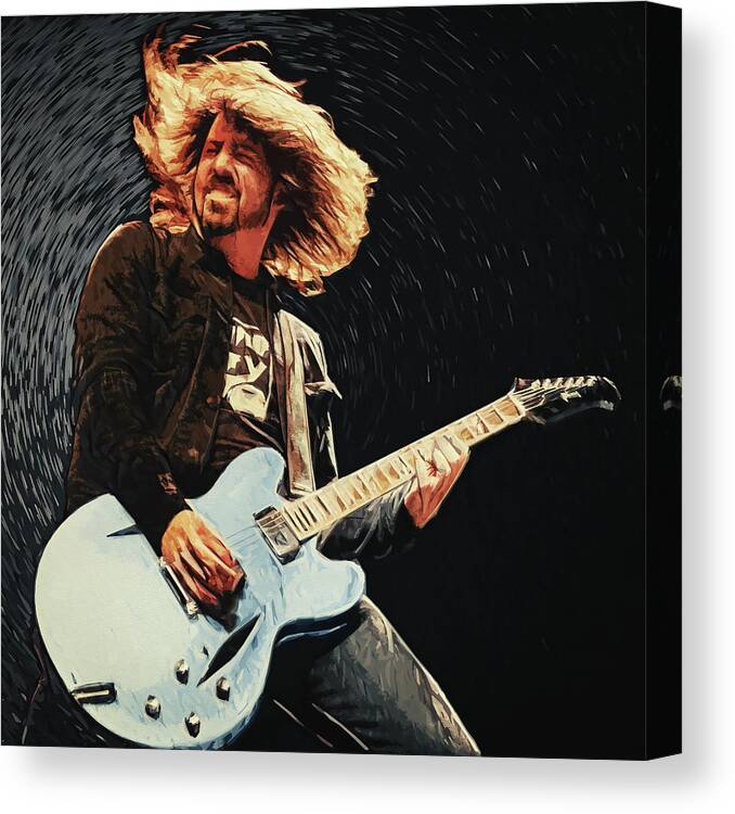 Dave Grohl Canvas Print featuring the digital art Dave Grohl by Zapista OU