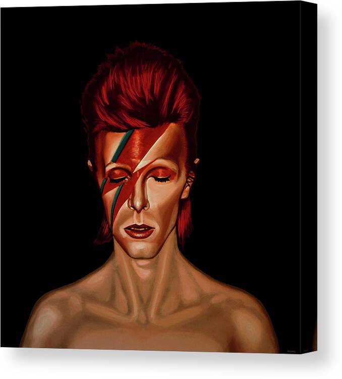 David Bowie Canvas Print featuring the painting David Bowie Aladdin Sane Mixed Media by Paul Meijering