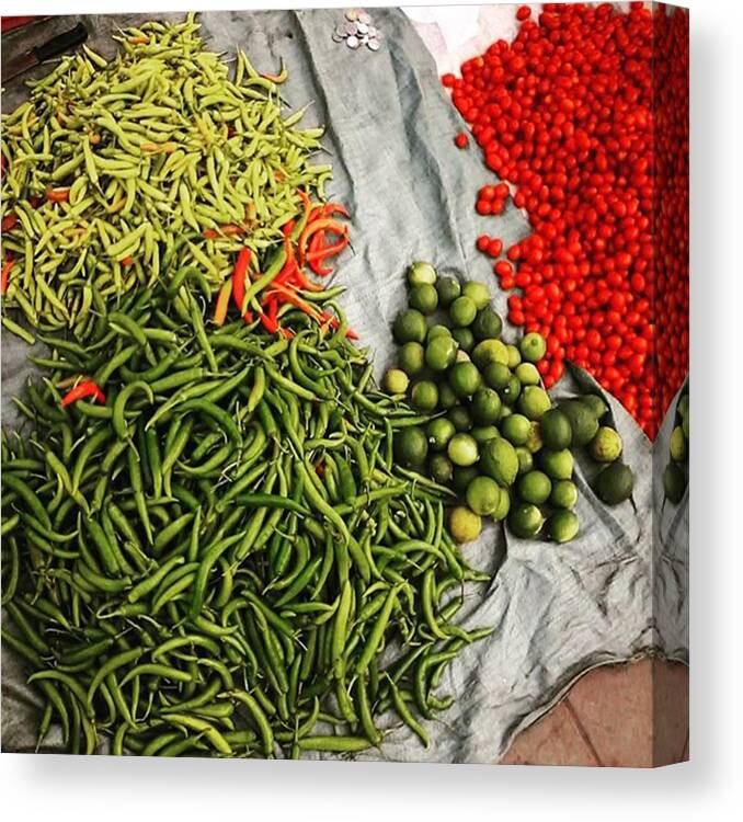 Instagram Canvas Print featuring the photograph Day 16 Hot Peppers, Limes And Tomatoes by WitchKing Photo
